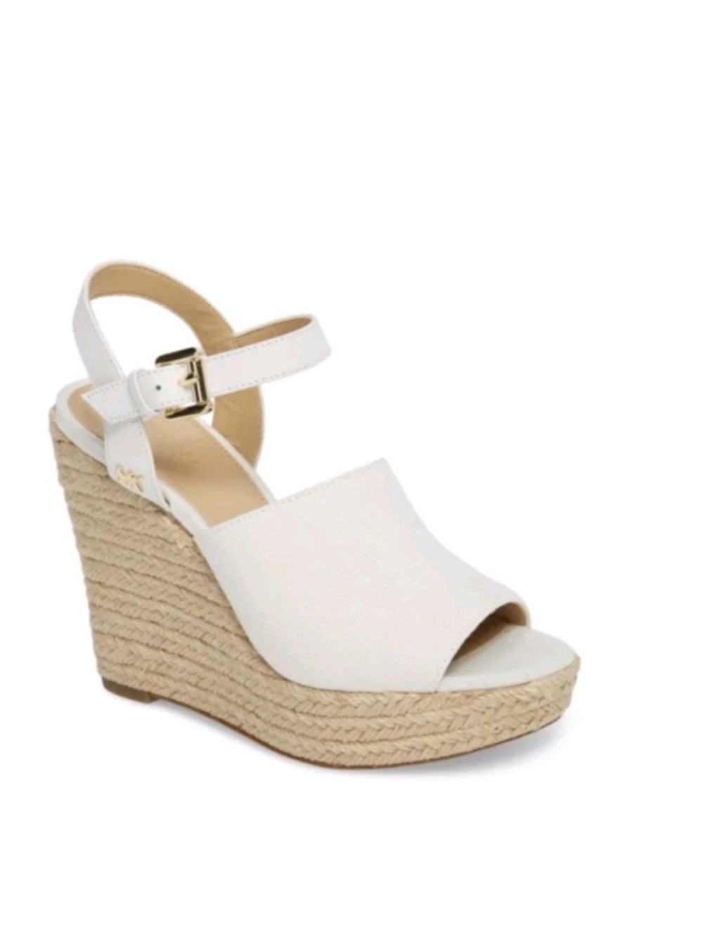 MICHAEL Michael Kors White Espadrille Wedge Sandals